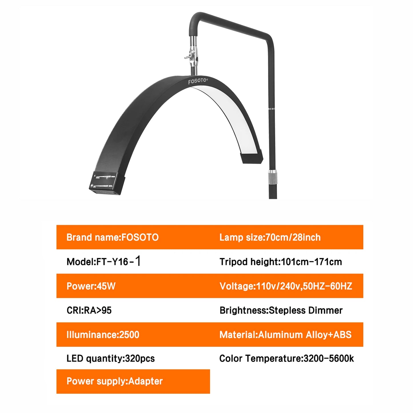 Fosoto Half-moon LED Video Light for Beauty Salon Tattoo Eyelash Work