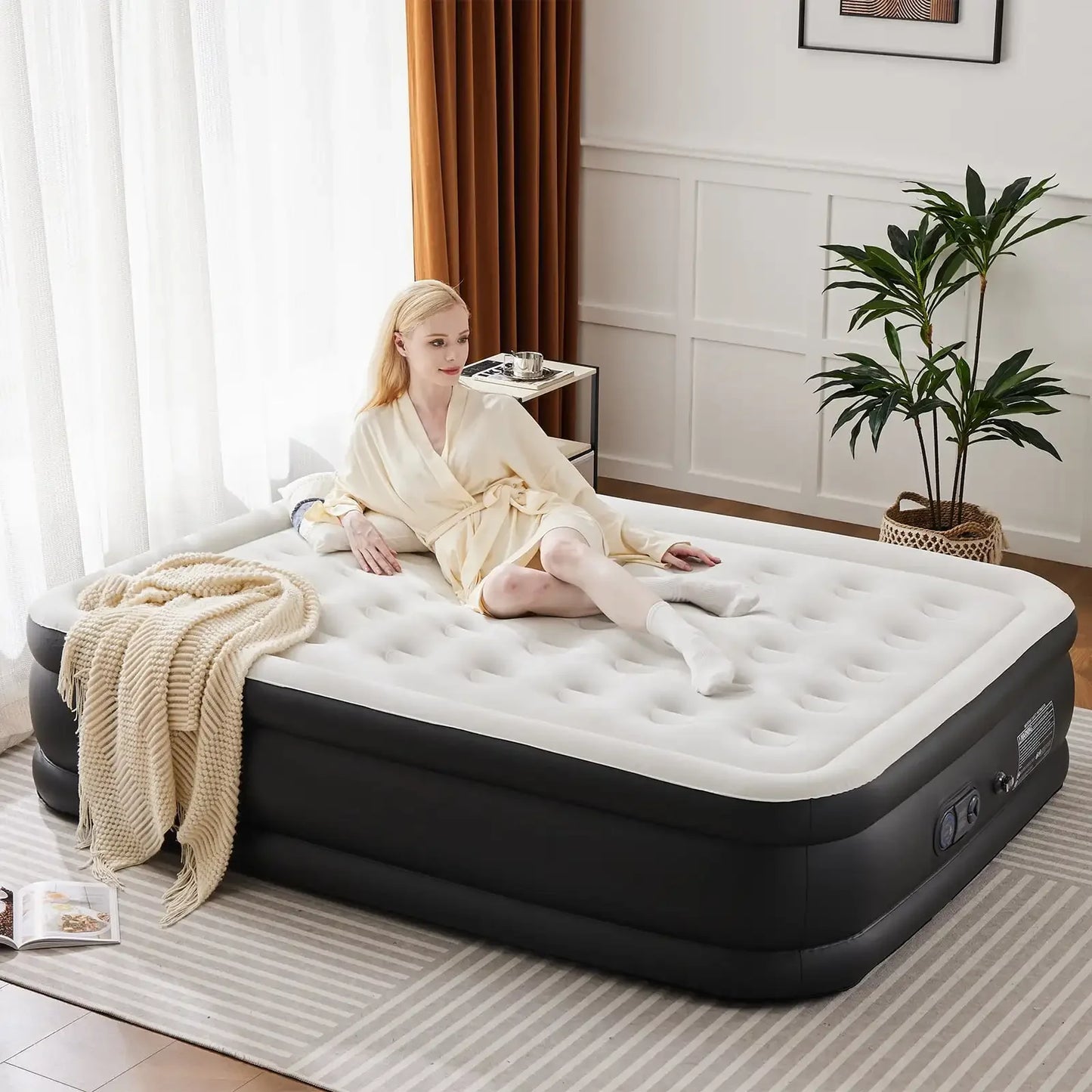 Ljustra Queen Air Mattress 18 Inches Adjustable Built-in Pump