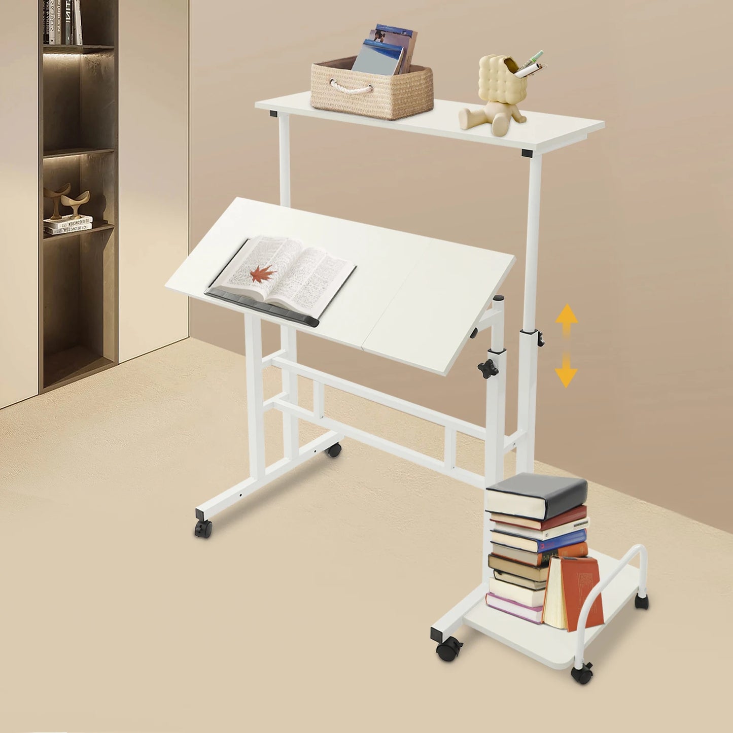 Multi Functional Foldable Desk Adjustable Computer Table with Wheels