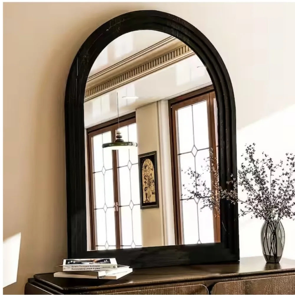 Arched Mirror Solid Acacia Wood Frame Rustic Vanity Wall Decor