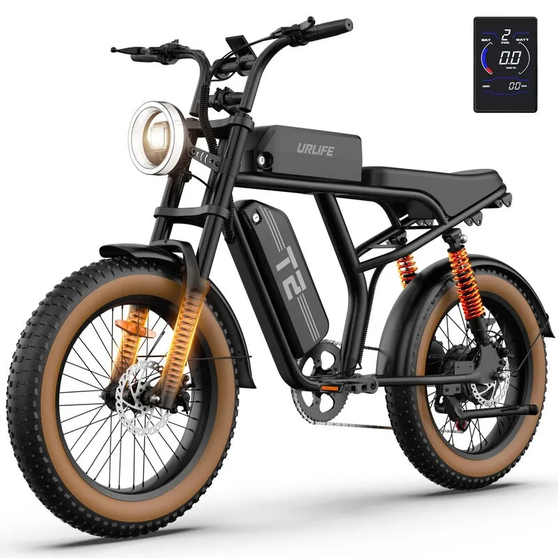 1500W Electric Mountain Bike 48V 100 Mile Range Fat Tire E-Bike