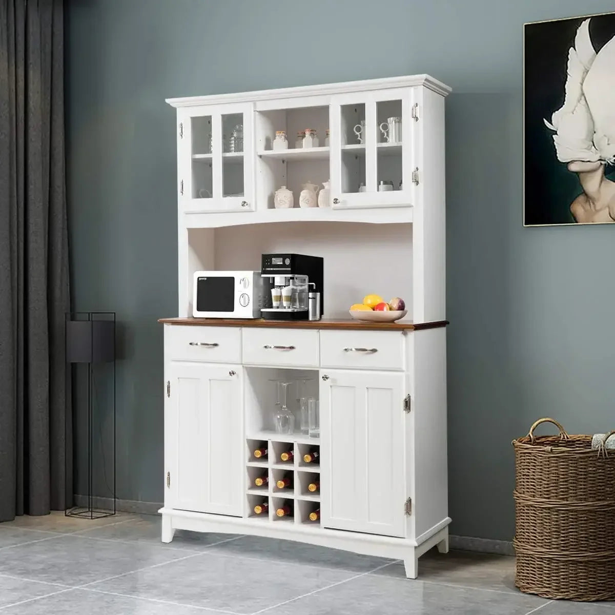 Buffet Hutch Cabinet Kitchen Sideboard Storage Island Wood Server 3 Drawers