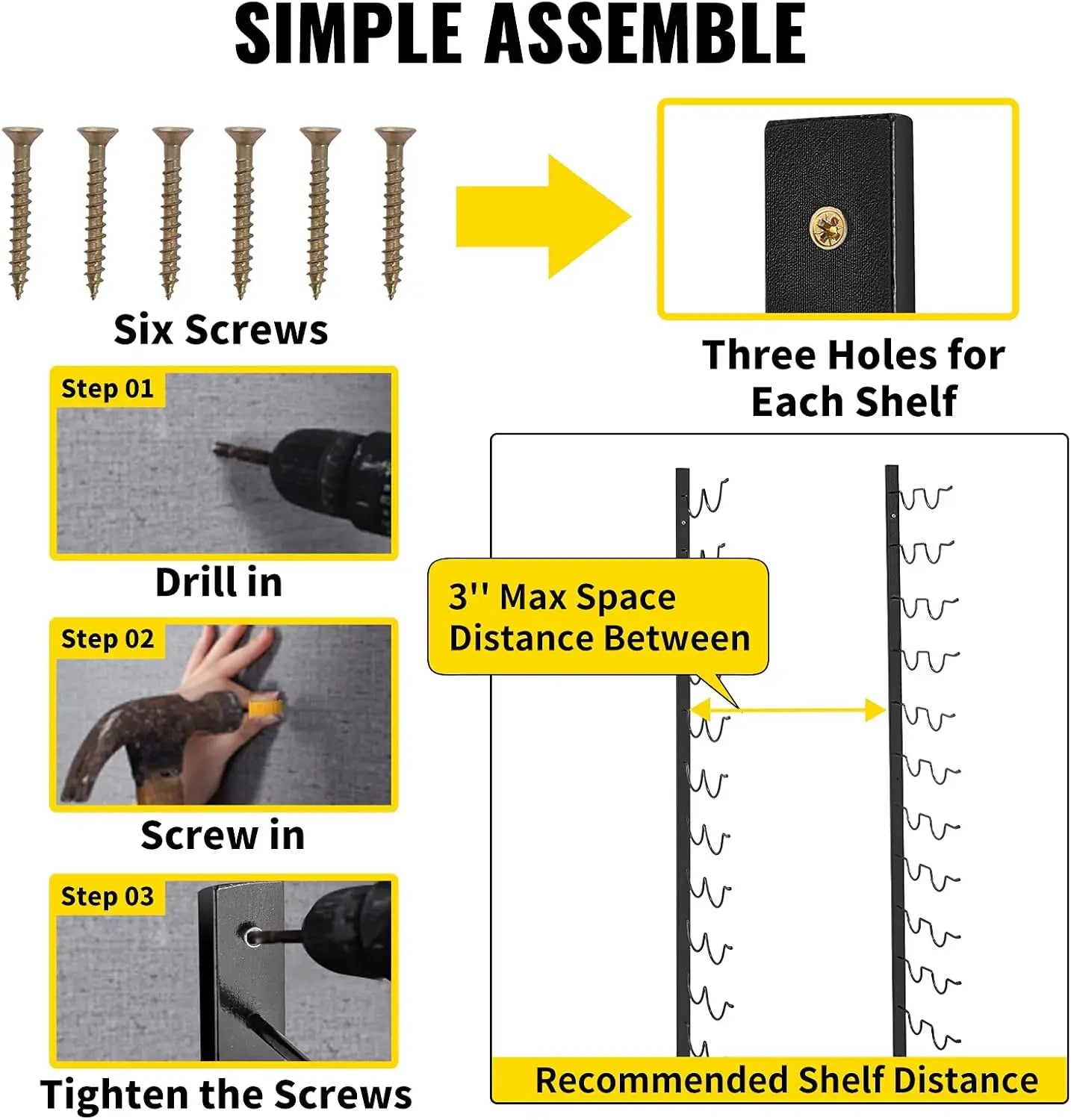 Wall Mounted Wine Rack Vertical Holder for 12 Bottles Modern Design