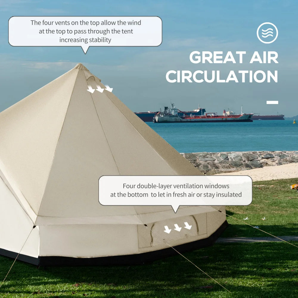 Luxury 16ft Mongolian Glamping Bell Tent Waterproof Family Yurt