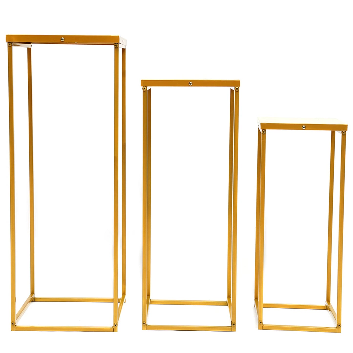 Set of 3 Metal Square Flower Stands Plant Holders for Home Wedding Decor