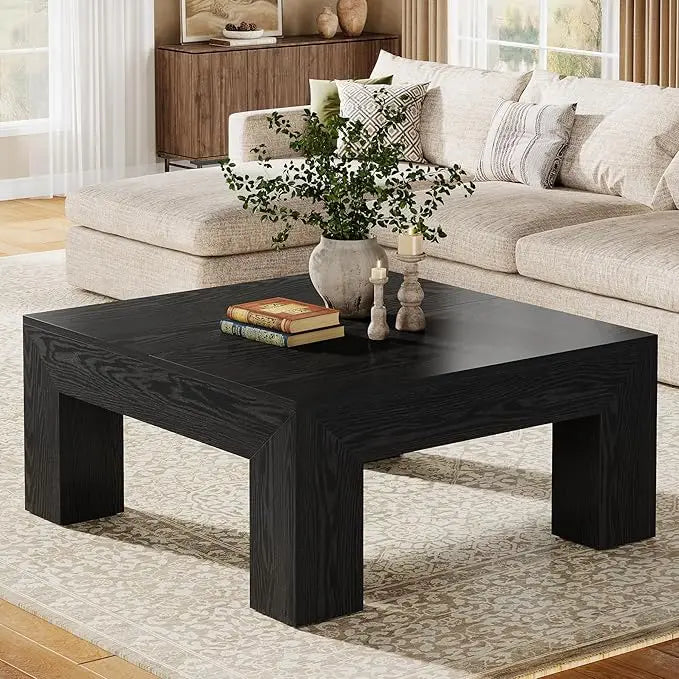 39.4 Inch Square Coffee Table Modern MDF Accent Table for Living Room