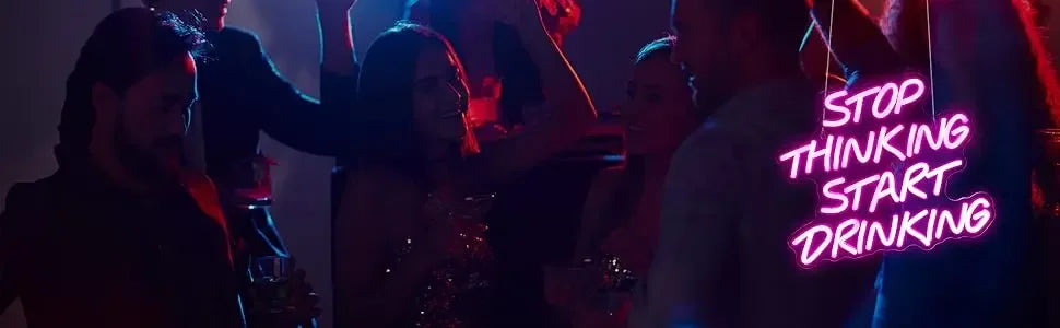 Stop Thinking Start Drinking Neon Sign Light Dimmable LED Bar Decor