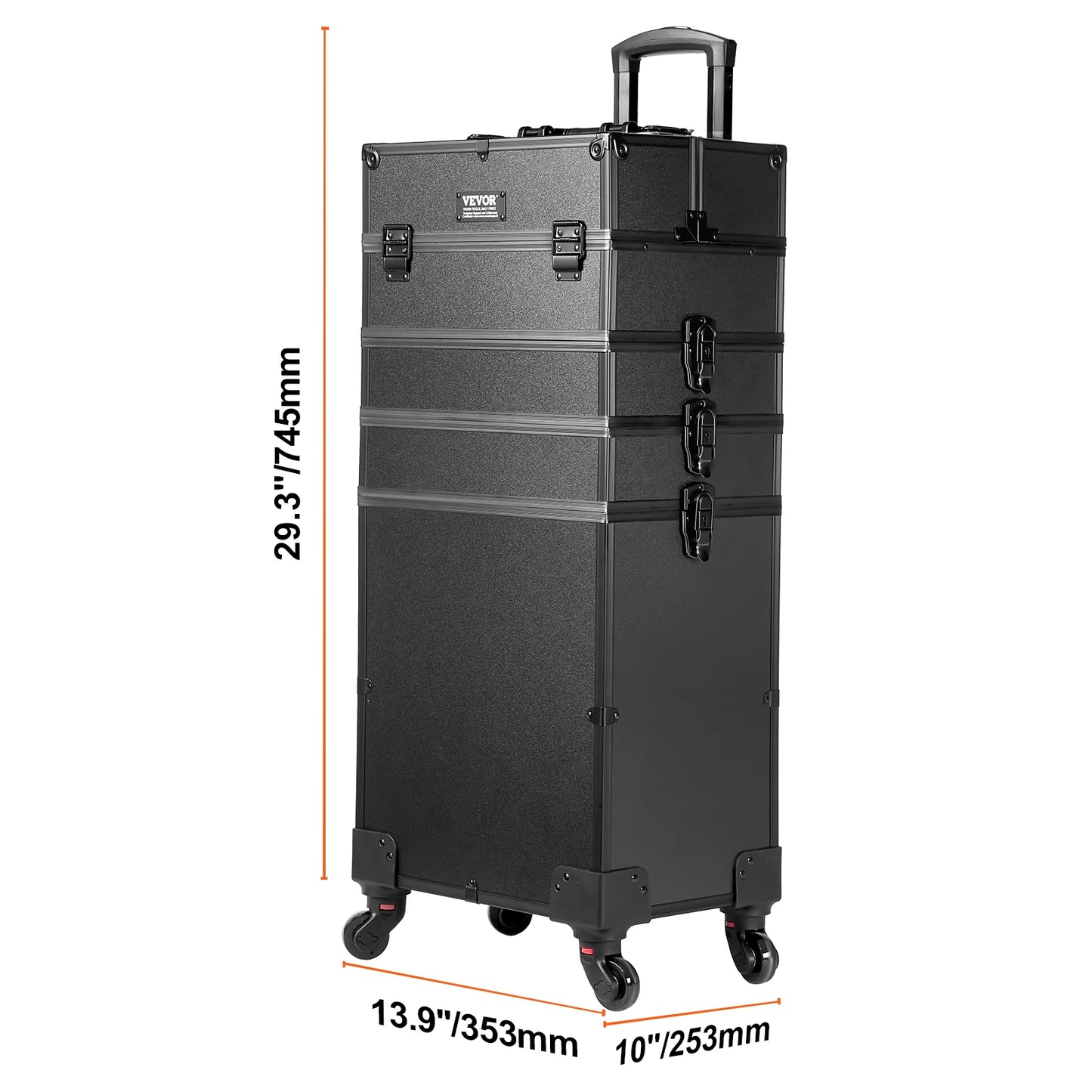 SucceBuy Professional Makeup Train Case Extra Large Rolling Storage Case