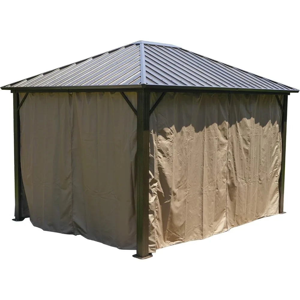 10x12 Hardtop Gazebo Metal Pavilion with Sidewalls for Patio Backyard