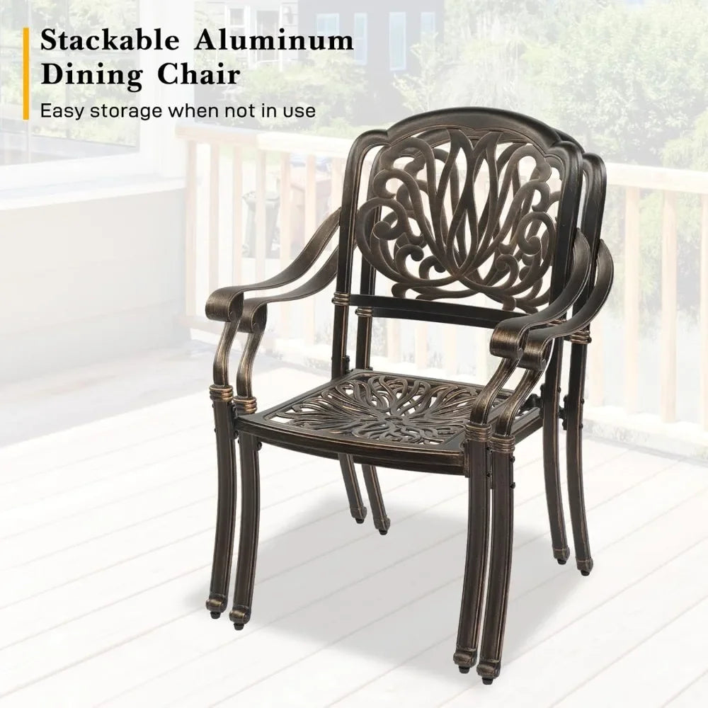 Ljustra Outdoor Dining Chairs Set of 2 Stackable Aluminum Patio Furniture