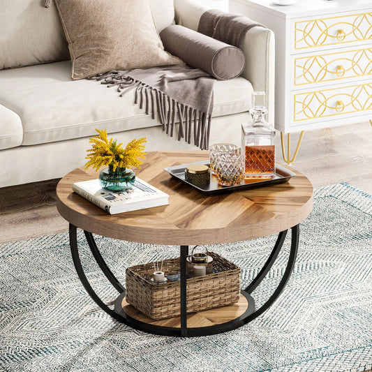 Ljustra Modern Round Coffee Table 31.7 Inch Industrial Design