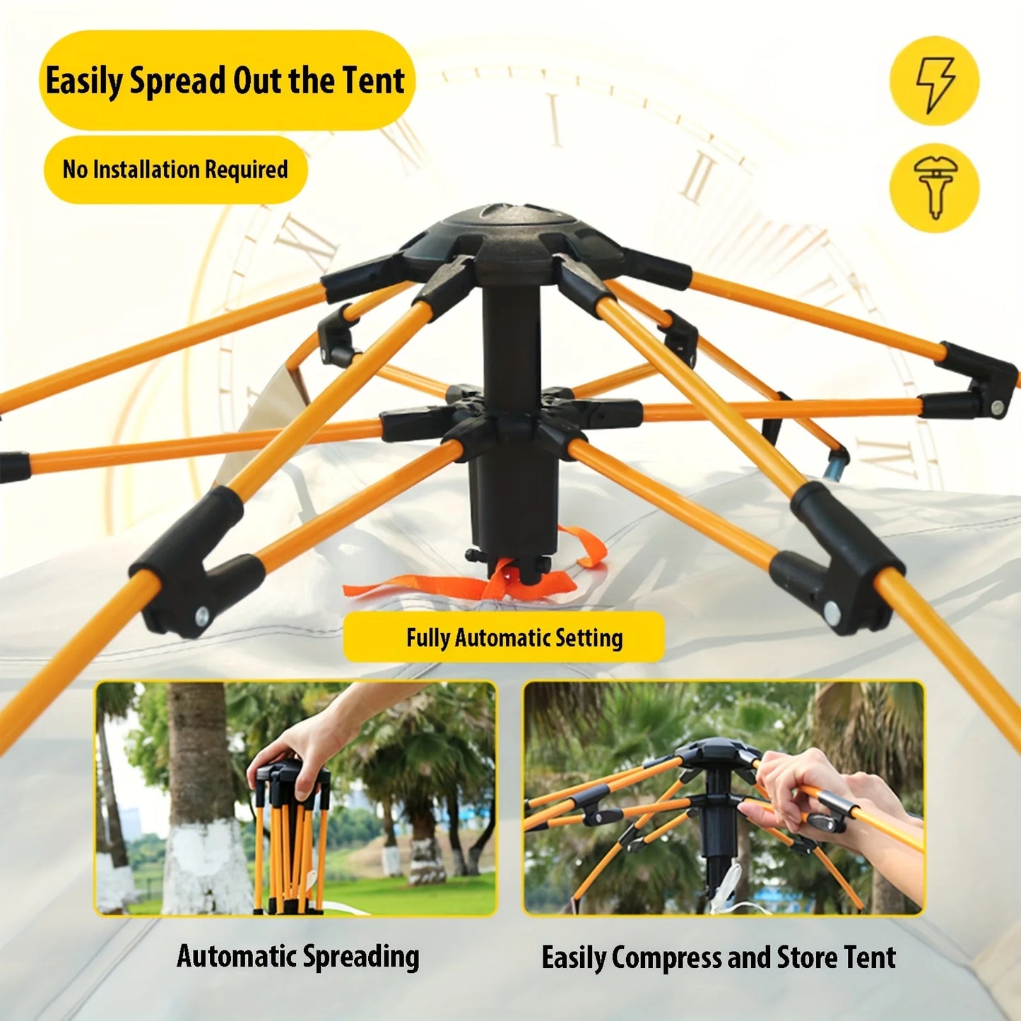 Ljustra All-Season Automatic Camping Tent Waterproof for 2-4 People