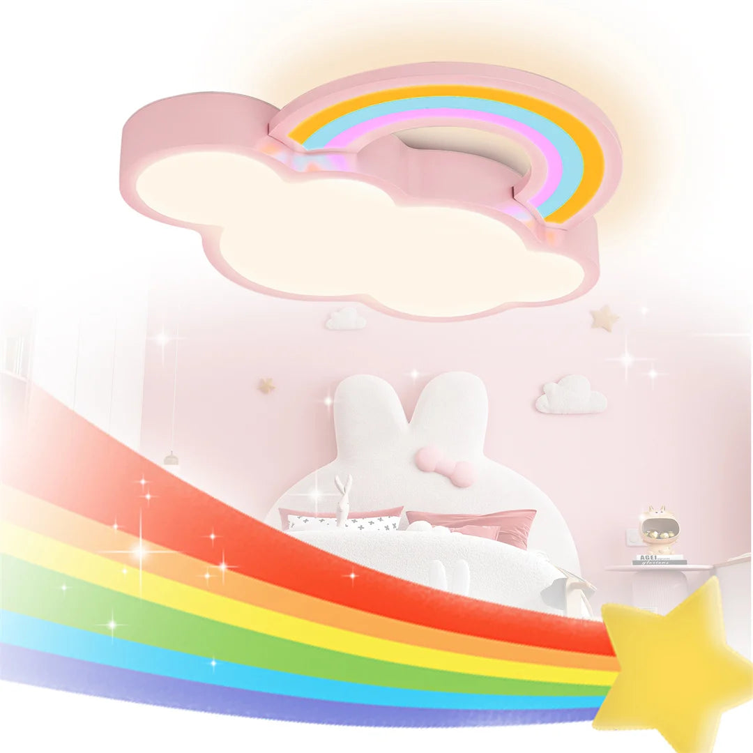 Kids Bedroom Ceiling Light Cloud Rainbow Ceiling Lamp Dimmable Fixture