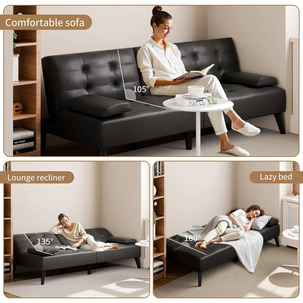 Ljustra Sofa Bed Multifunctional Lounge Chair with Cup Holder and Adjustable Armrests