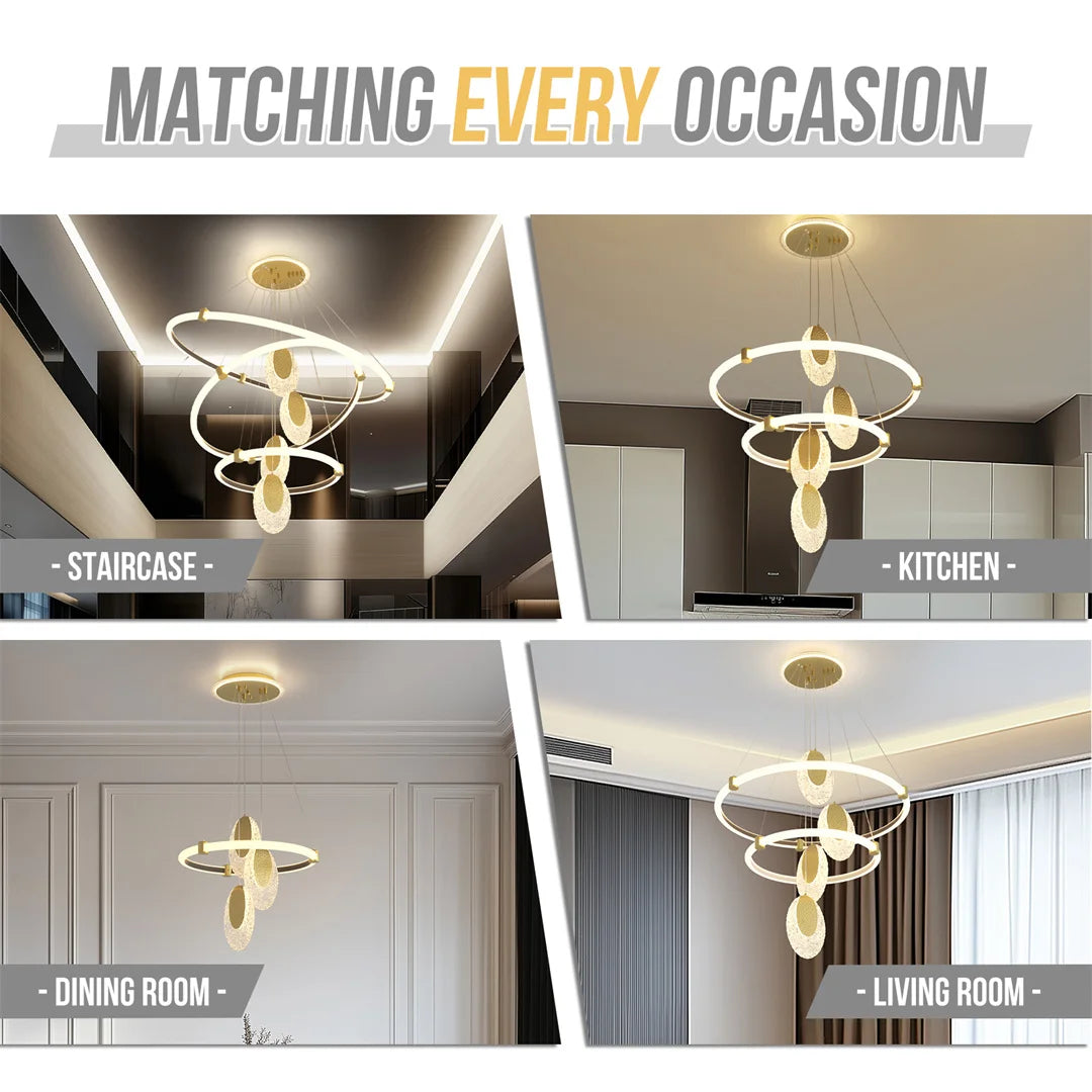 Ljustra Modern LED Ceiling Chandelier Water-Drop Pendant Lamp Fixture
