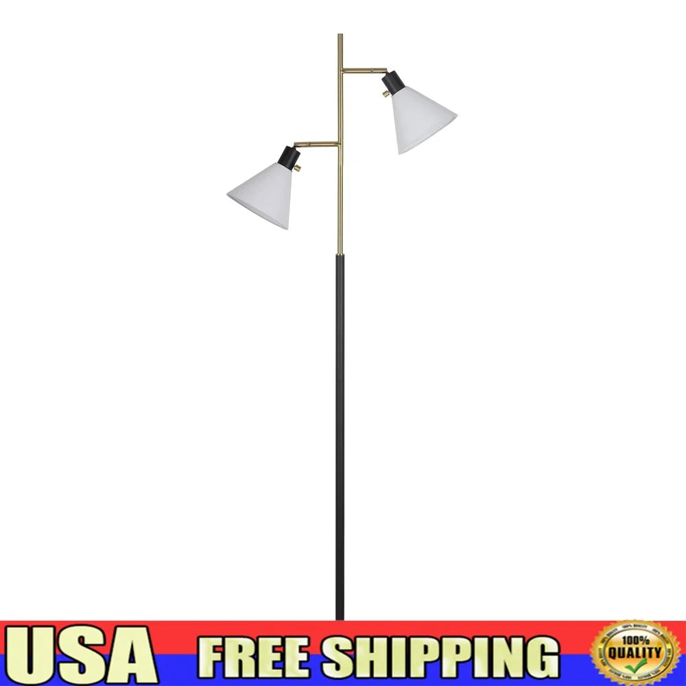 68 Inch Adjustable Metal Floor Lamp Dual Shades Indoor Lighting
