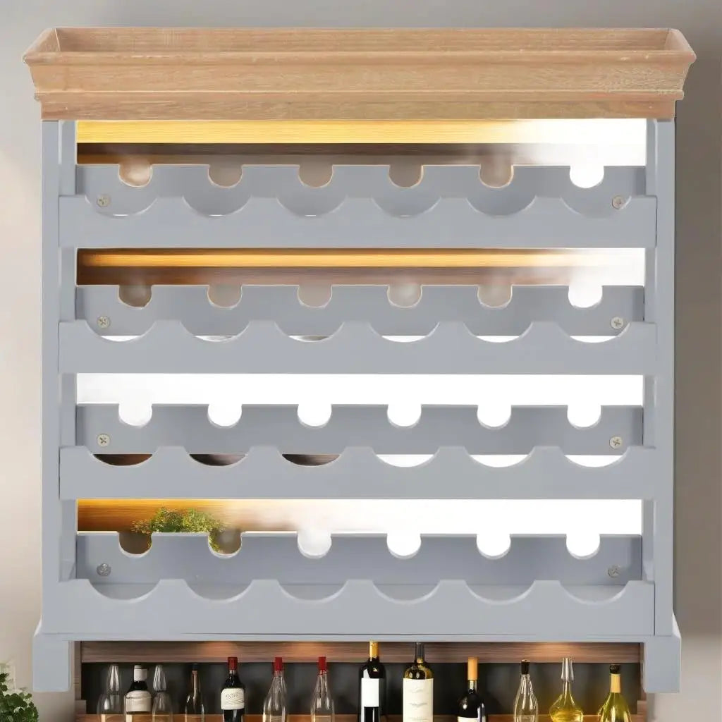 Gray Wine Cabinet Stylish Storage for Wine Bottles and Glasses