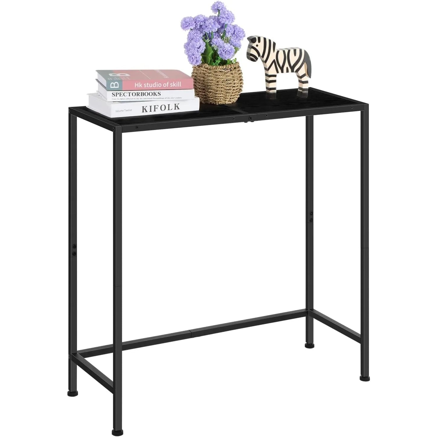 Narrow Wood Metal Console Table 31.5 Inch Slim Design for Entryway Living Room