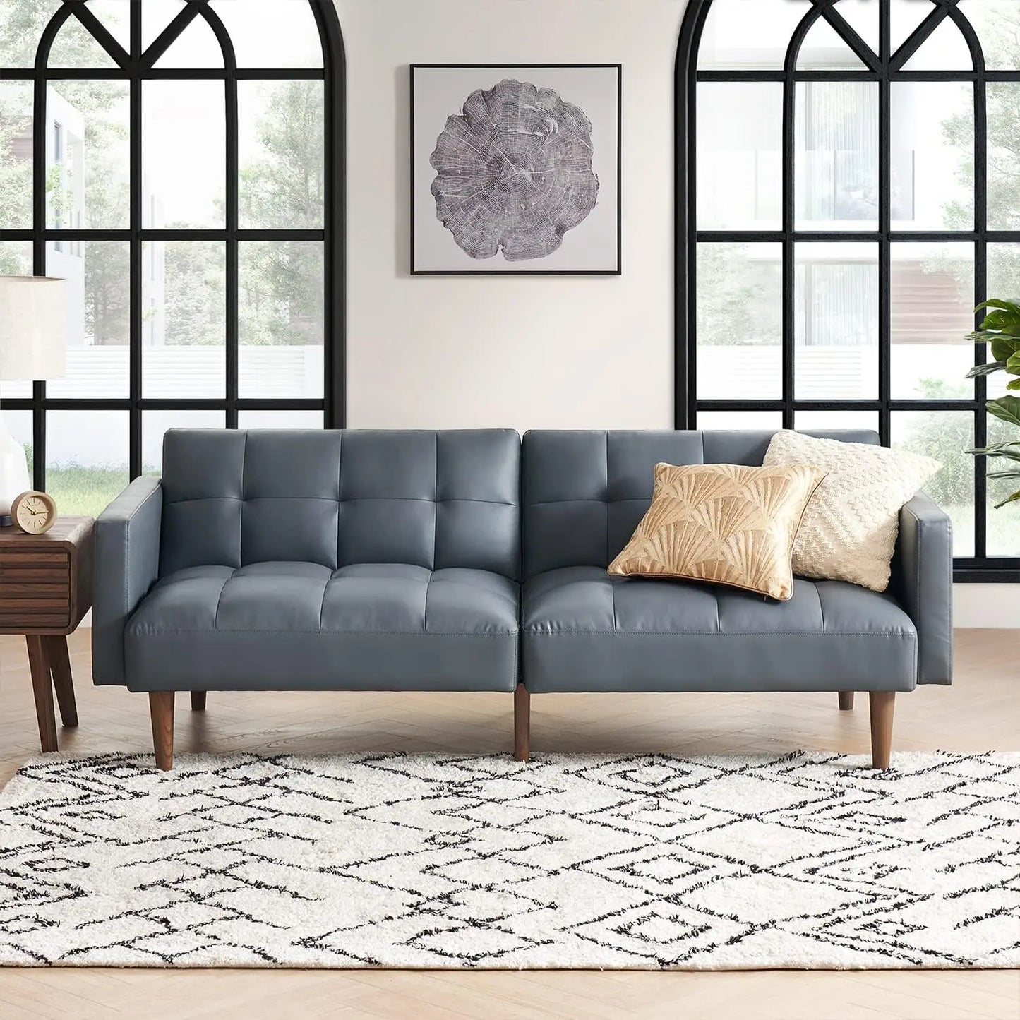 Ljustra 76.8" Modern Couch Sleeper Futon Loveseat Living Room