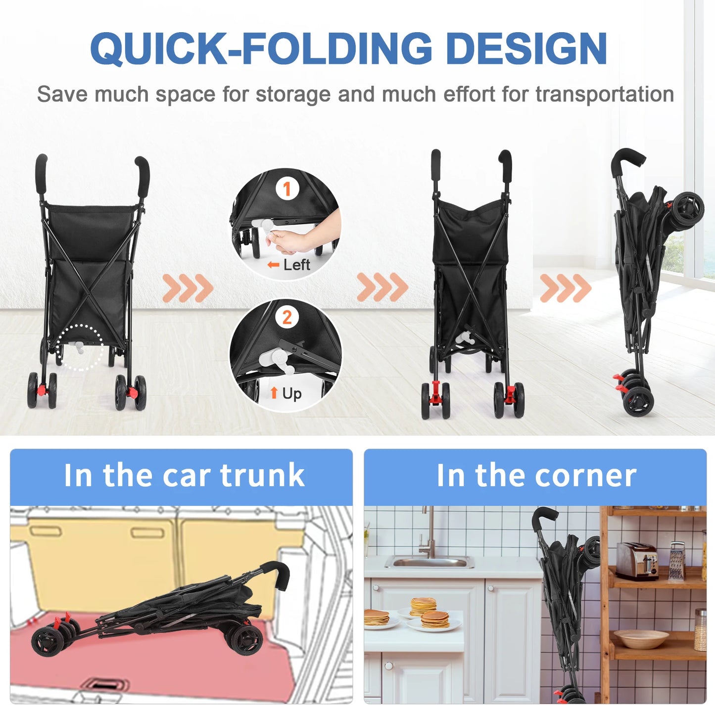 Multifunctional Folding Cart Pet Stroller Lightweight Market Trolley