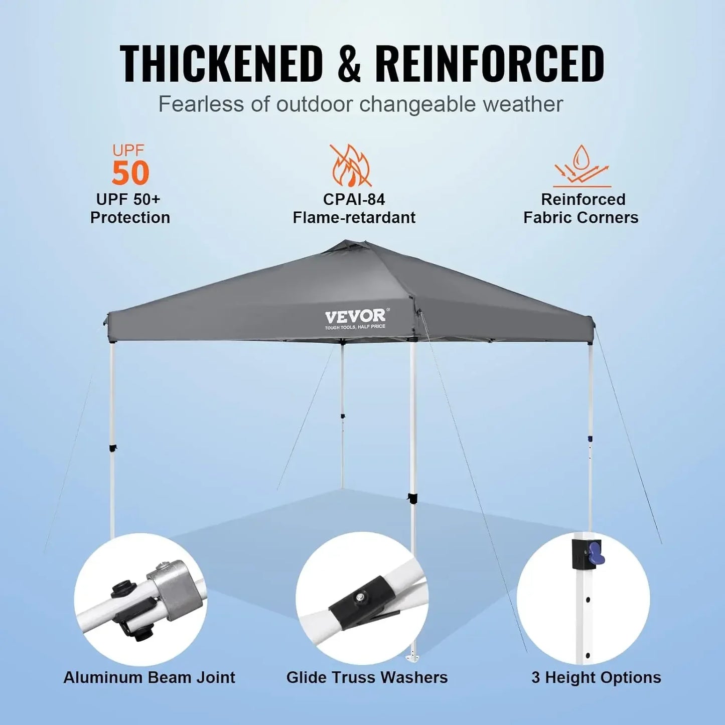 Pop Up Canopy Tent 10x10 ft Waterproof Sun Shelter with Roller Bag