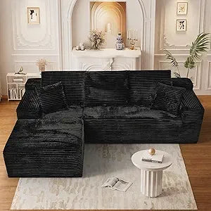Ljustra Cloud Couch Sectional Modular Sofa 107" Comfy L Shaped Black