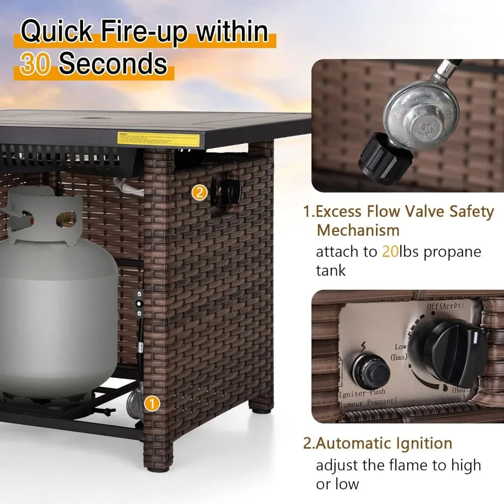 32 Inch Gas Fire Pit Table Outdoor Propane Fire Table 50000 BTU