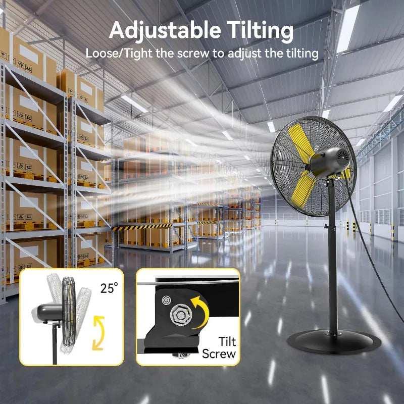 30 Inch Industrial Pedestal Fan Heavy Duty 3 Speed Oscillating 8900 CFM