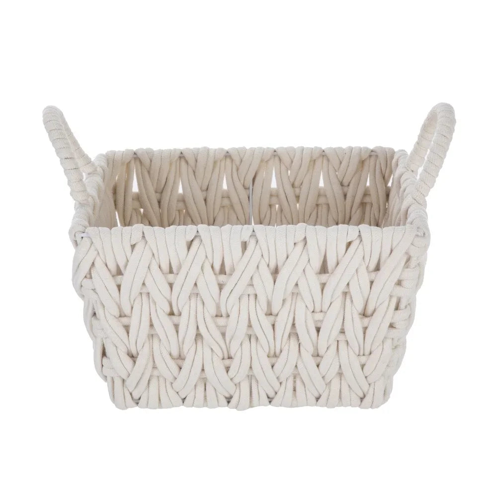 Medium Woven Rope Storage Basket Handwoven Bohemian Home Decor