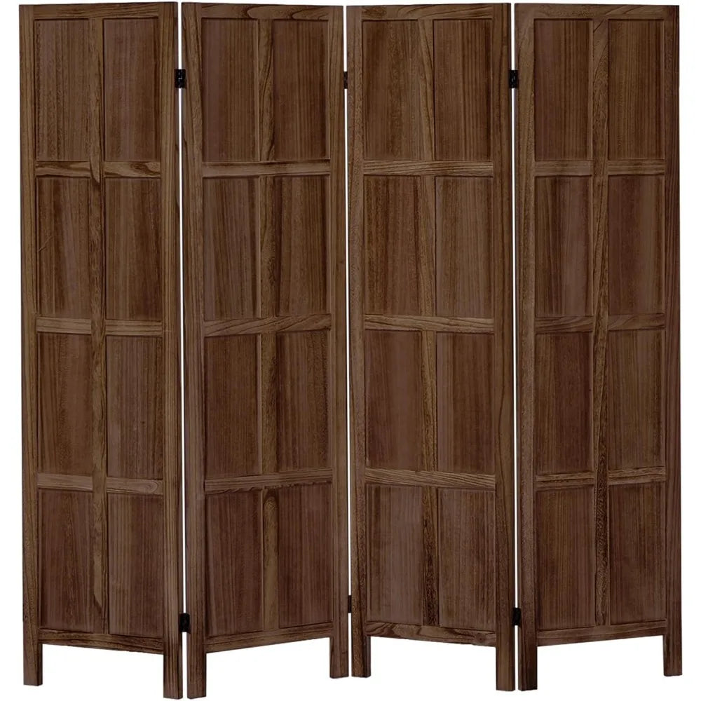 4 Panel Room Divider Freestanding Tung Wood Folding Privacy Screen