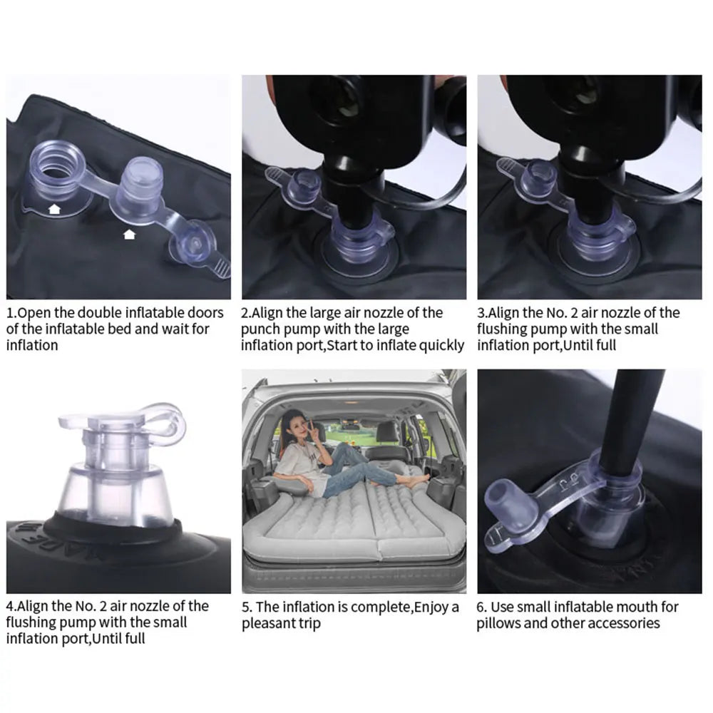 Portable SUV Travel Air Mattress Inflatable Car Camping Bed with Pillows