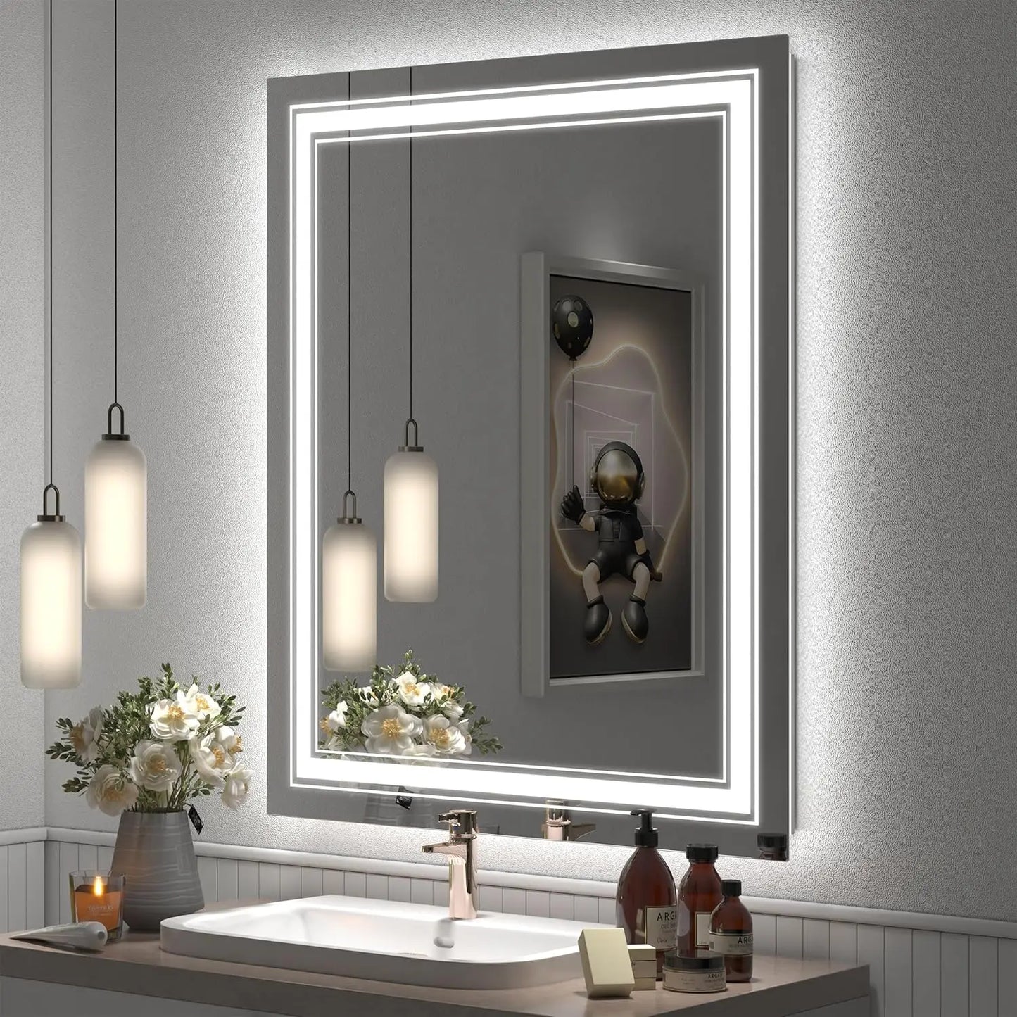 Ljustra LED Bathroom Mirror Dimmable Anti-Fog Shatterproof Backlit
