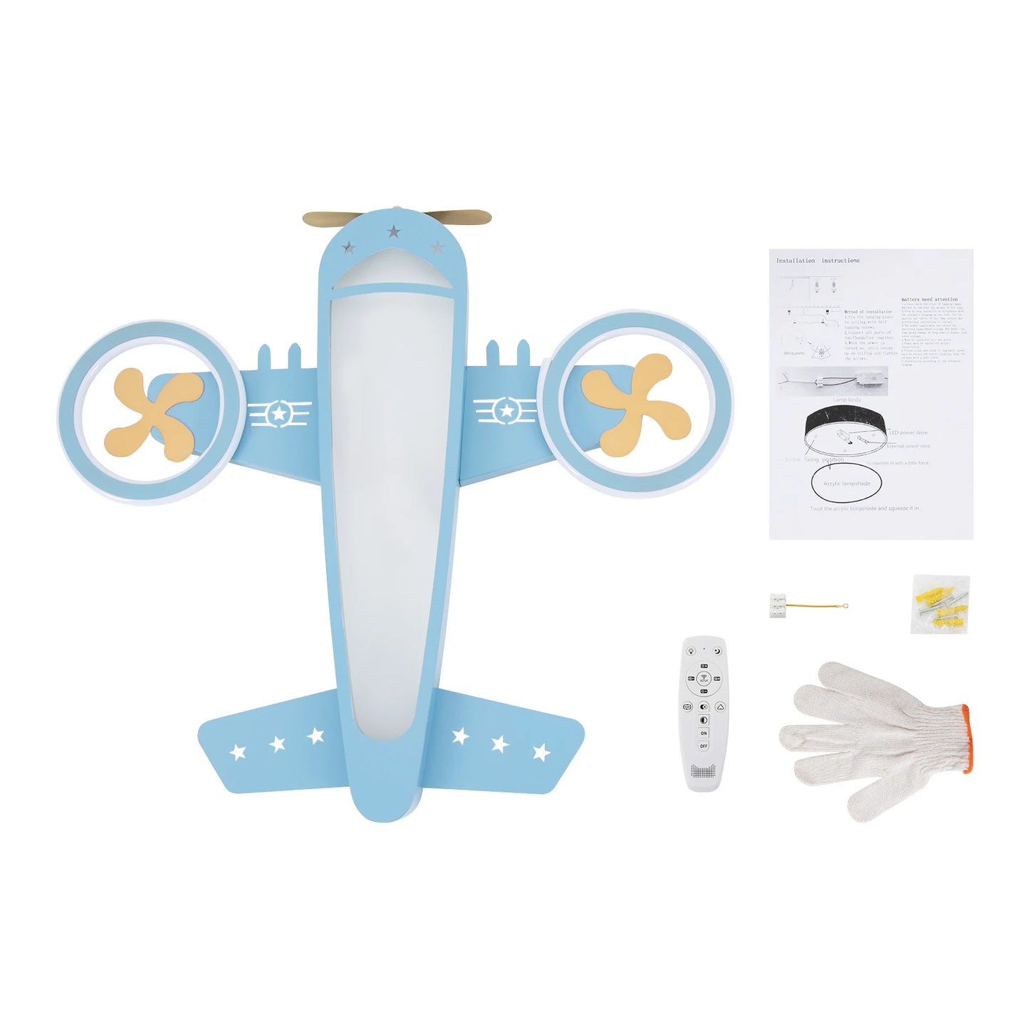 Dimmable Remote Control LED Ceiling Light Fixture with Fans for Bedroom