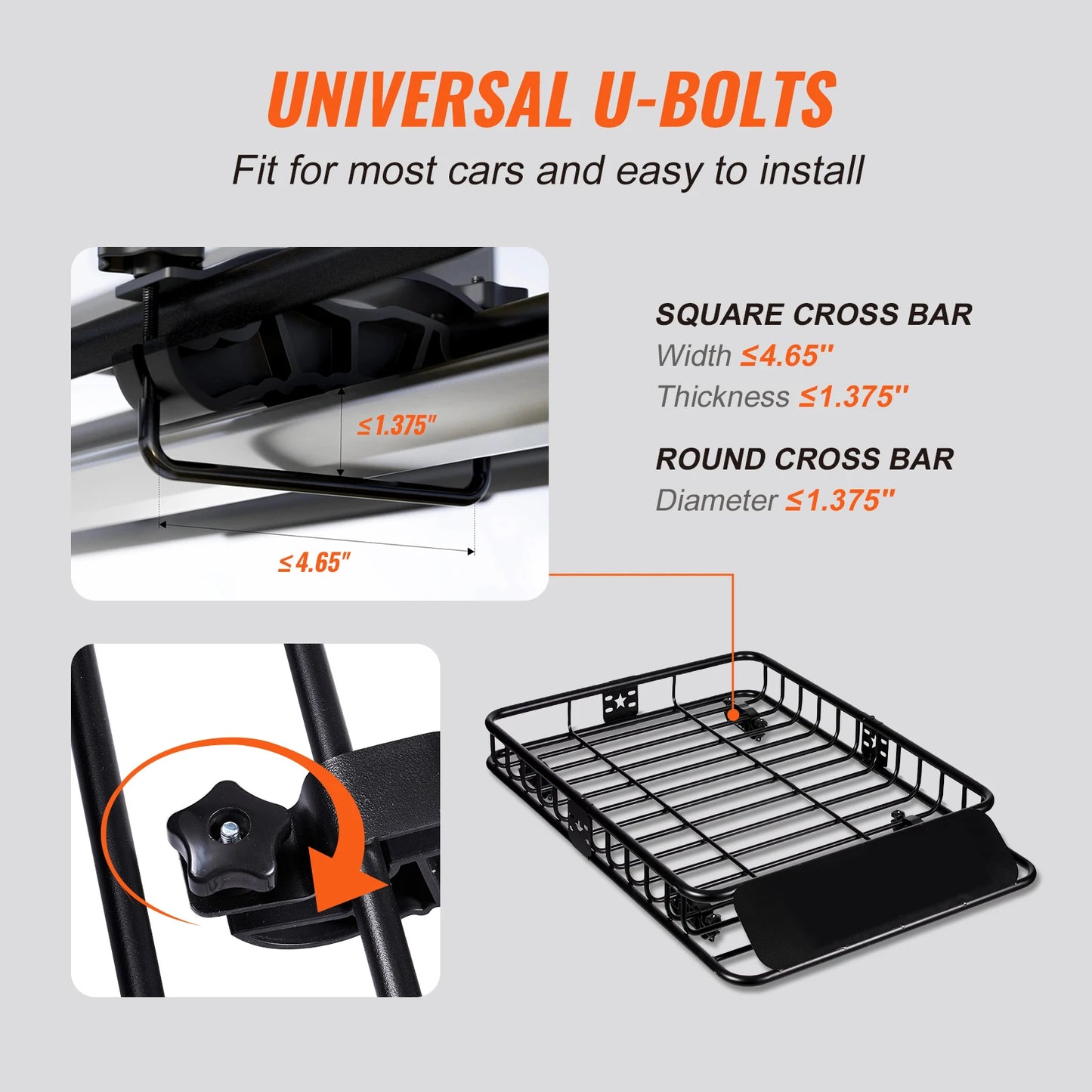 Ljustra Heavy-Duty Roof Rack Cargo Basket 200LBS Capacity SUV Truck