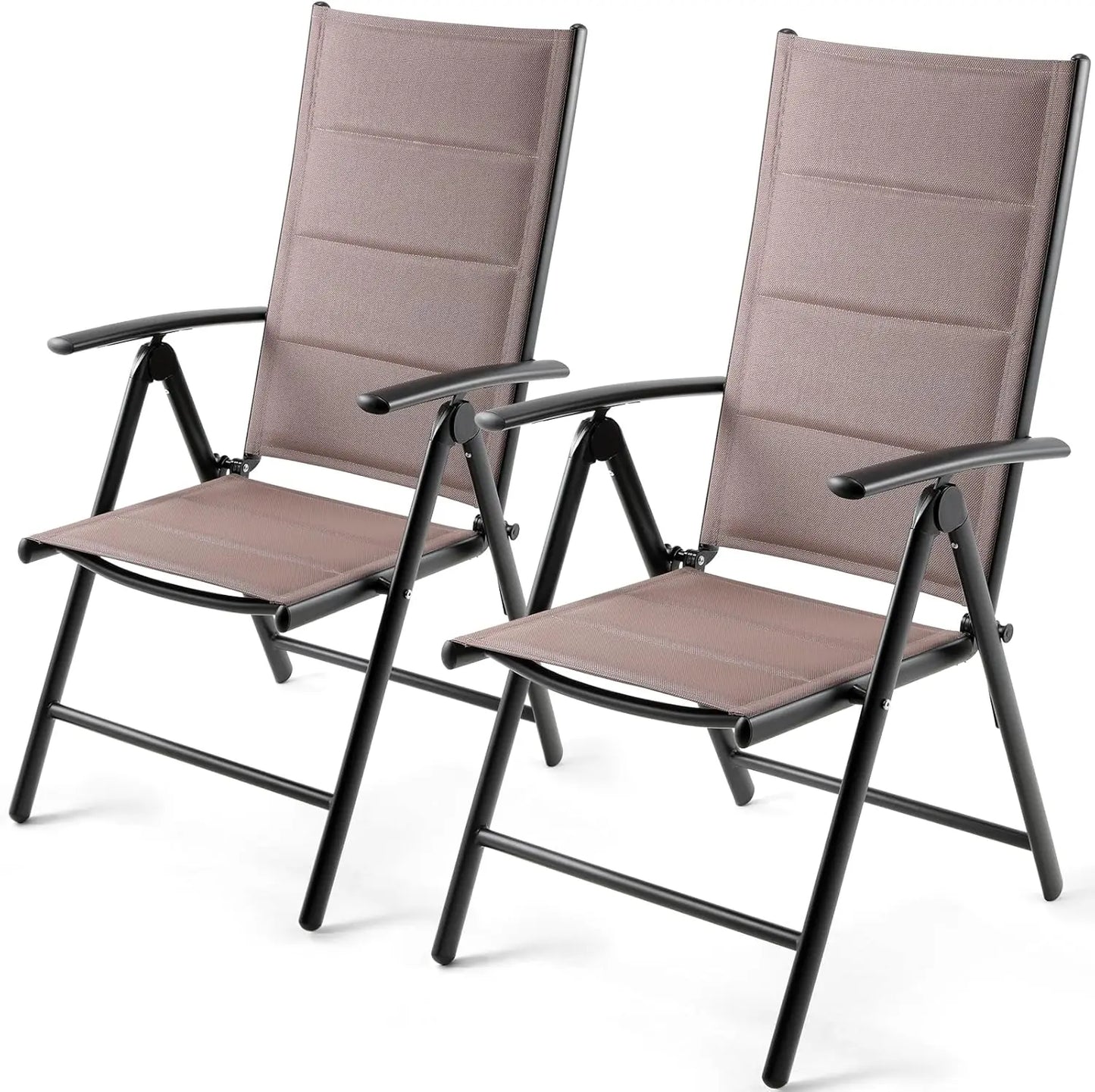 Foldable Garden Chair with Adjustable Backrest and Armrests Outdoor