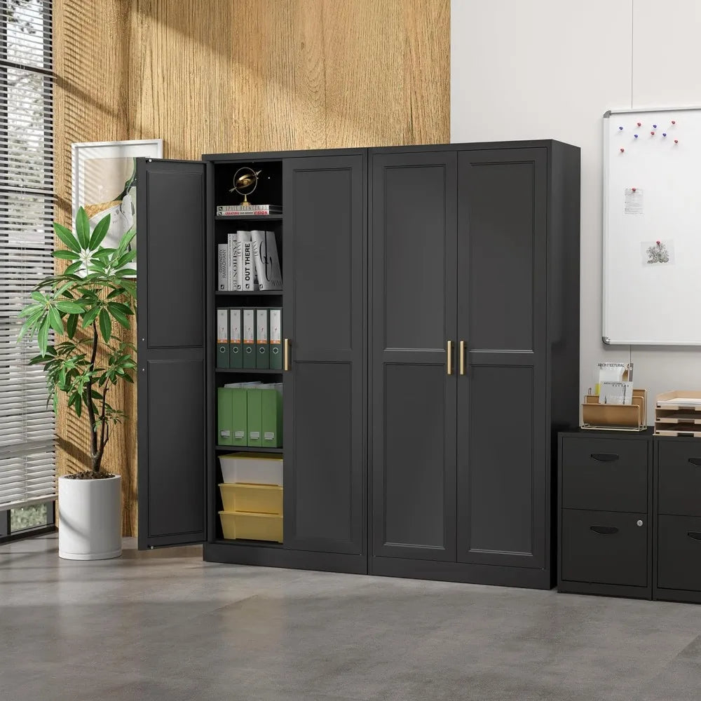 Kitchen Pantry Cabinet 71 Inch Metal Storage with Doors and Adjustable Shelves