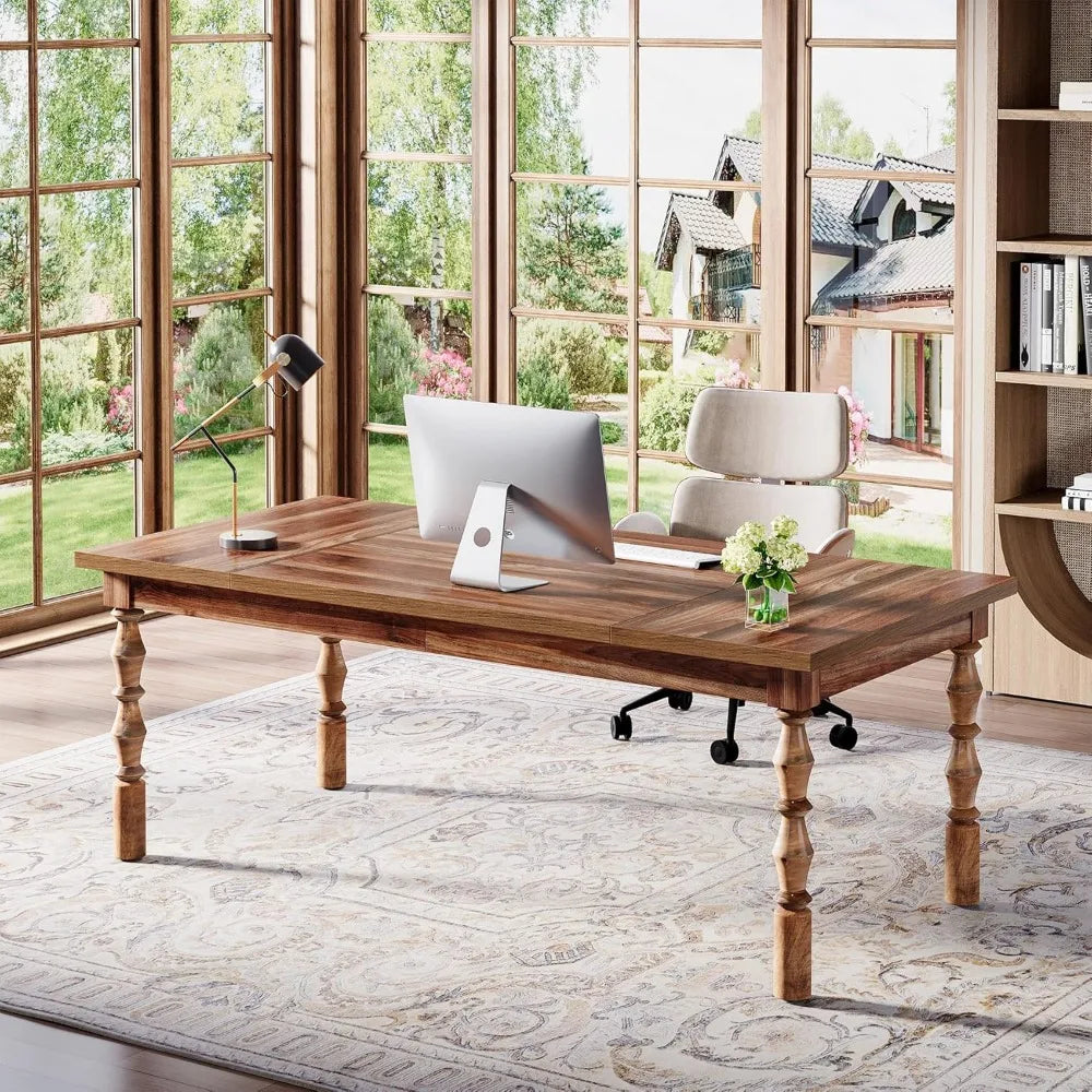 Large Executive Office Desk 62 Inch Farmhouse Modern Writing Table