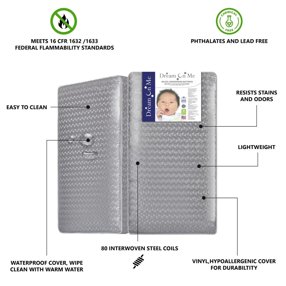 Ljustra Superior Slumber 6 Inch Innerspring Crib Mattress Waterproof Hypoallergenic