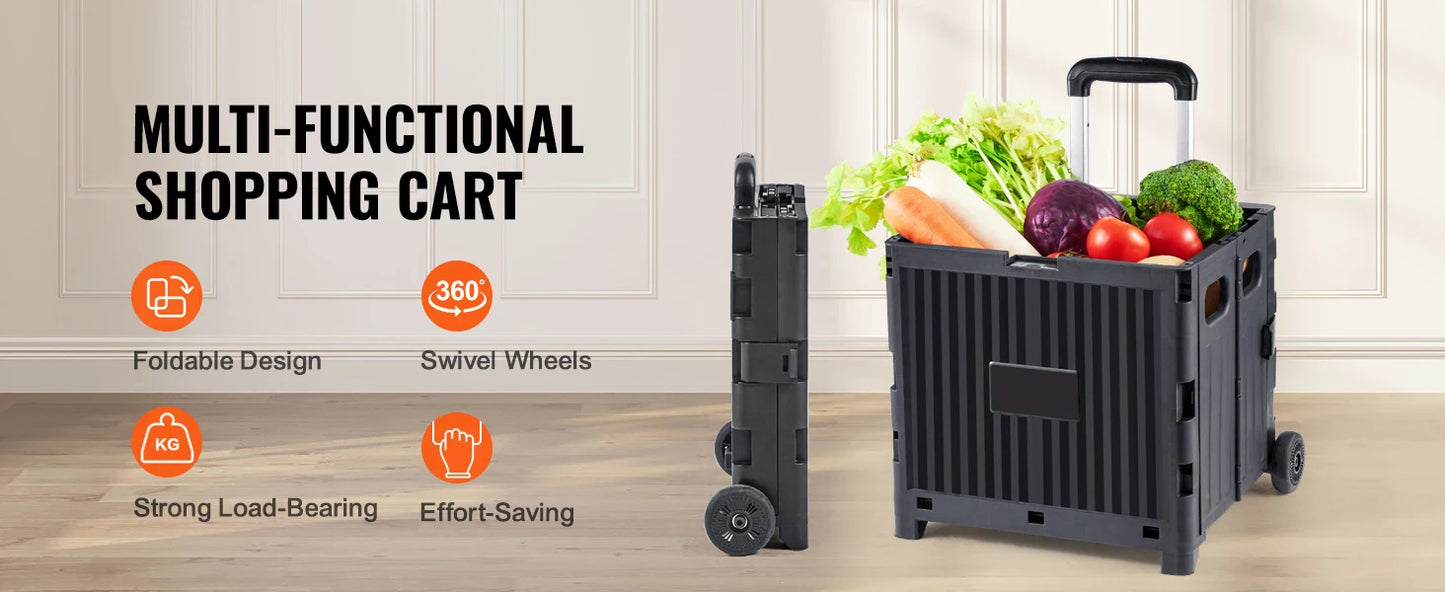 Ljustra Foldable Utility Shopping Cart Portable Handcart with Wheels