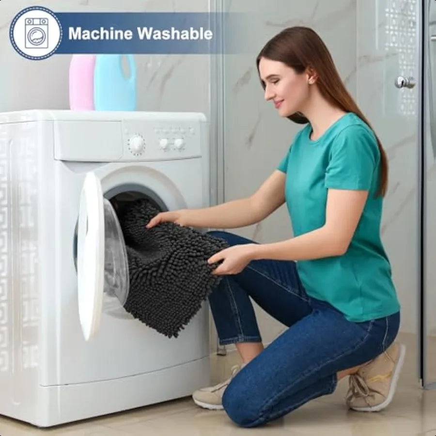 Luxury Chenille Bathroom Rugs Soft Absorbent Shaggy Bath Mat NonSlip