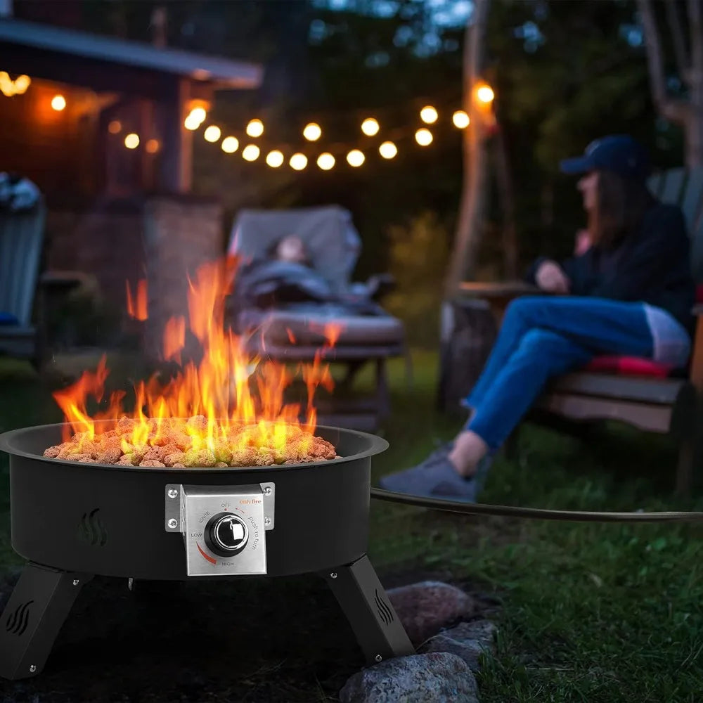 Ljustra Outdoor Propane Fire Pit 19 Inch Portable Smokeless Gas Firebowl