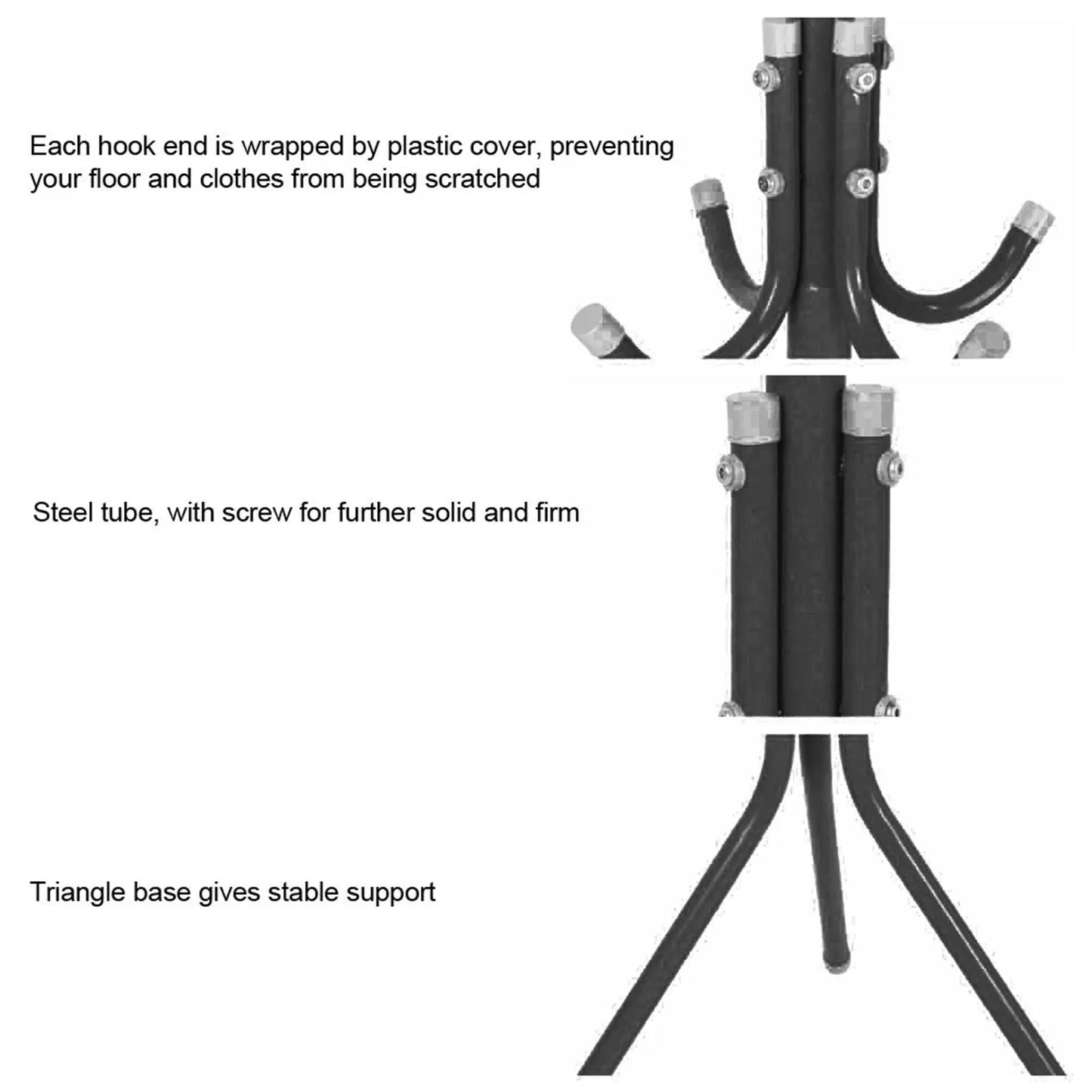 Multi Hook Metal Coat Hat Rack Tree Stand Organizer for Home Bedroom