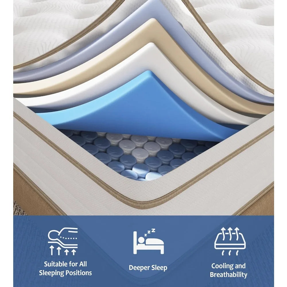 Ljustra 10 Inch Full Hybrid Mattress Memory Foam Pocket Spring Pain Relief