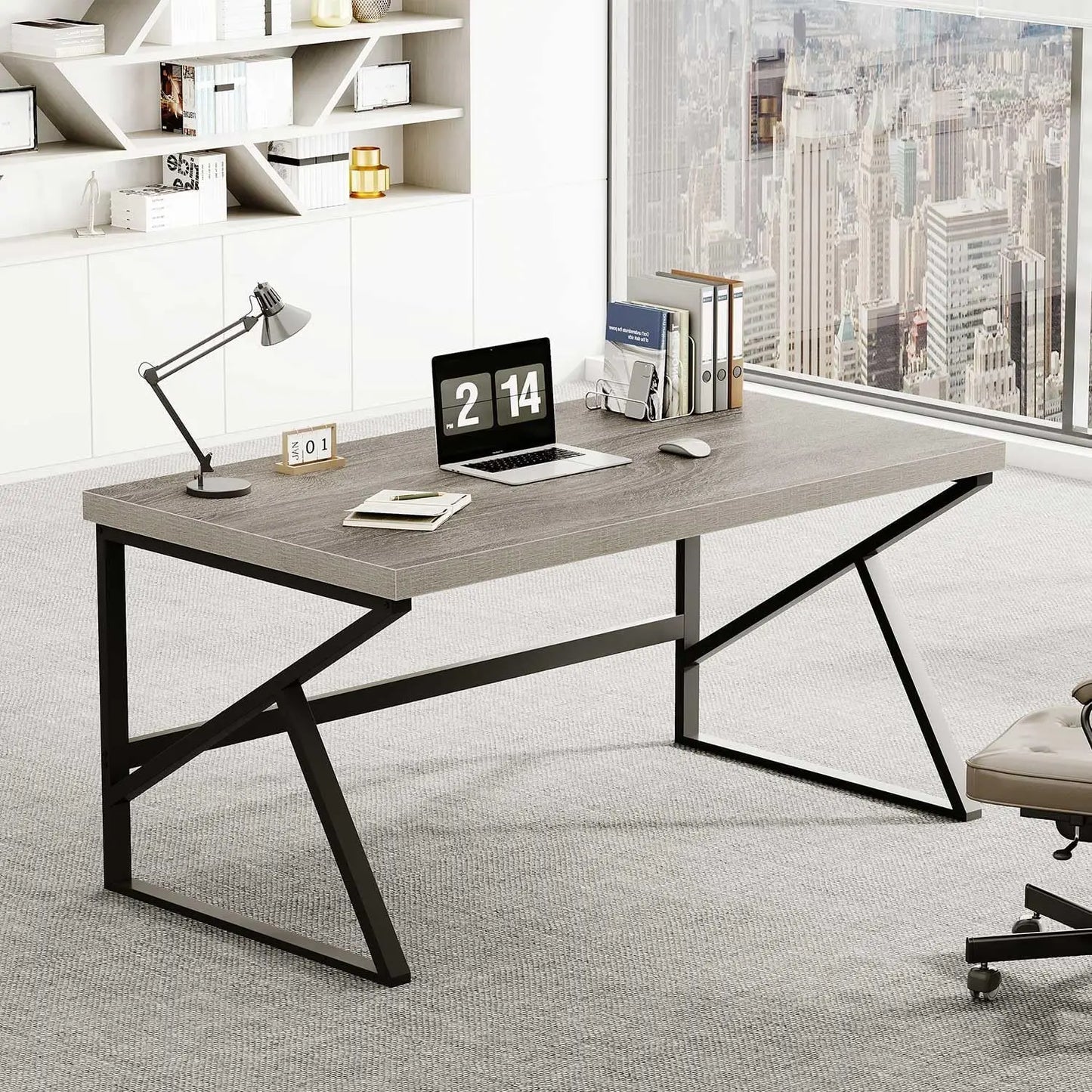 Rustic Brown Industrial Home Office Desk Simple Minimalist Design
