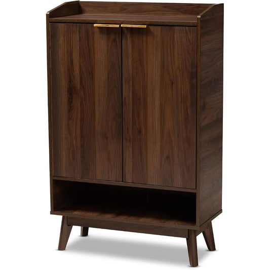 Lena Mid-Century Modern 5-Shelf Wood Entryway Shoe Cabinet Furniture