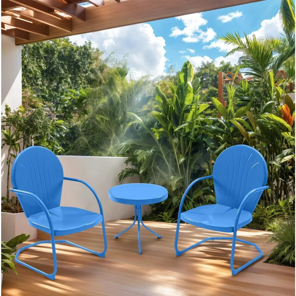 Retro 3 Piece Patio Bistro Set Metal Outdoor Seating Chairs Table