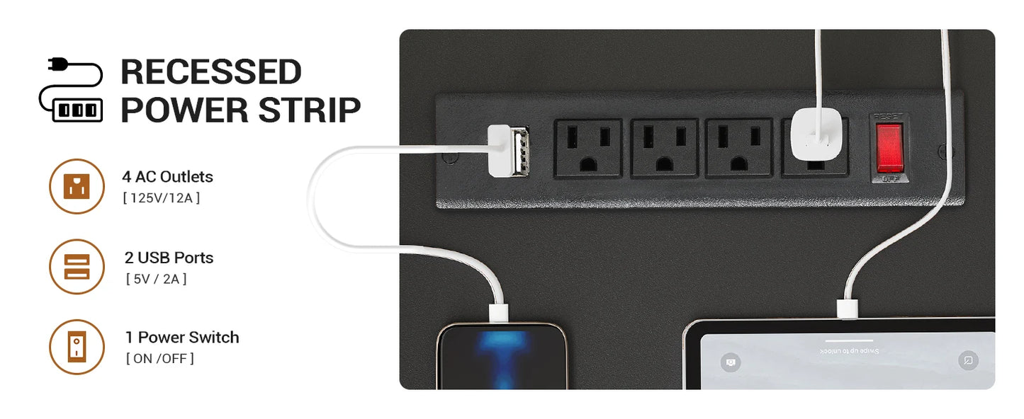 L Shaped Gaming Desk with Power Outlet LED Lights and Storage Shelves