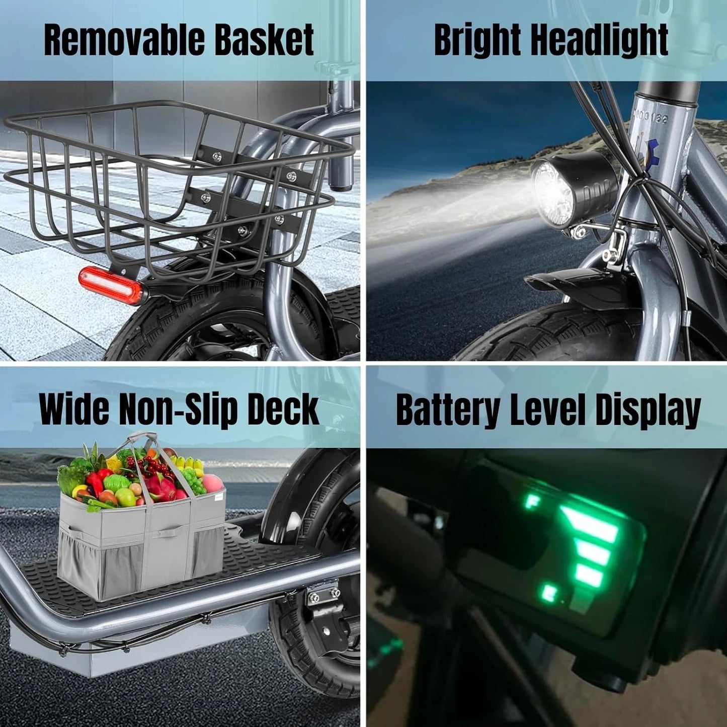 Peak 560W Electric Scooter Adults 14 Inch Tire 20MPH Foldable Seat