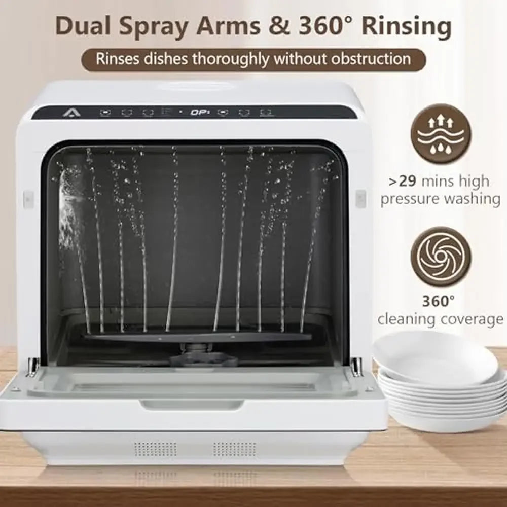 Portable Countertop Dishwasher 5 Programs High Temp Cleaning
