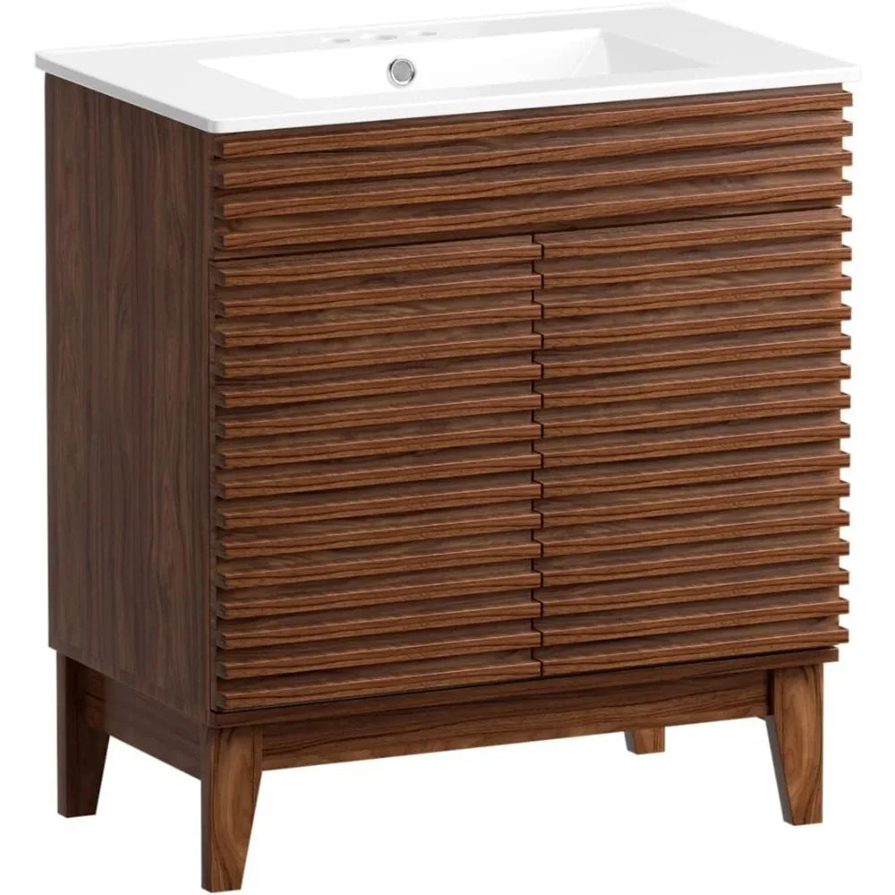 Bathroom Vanity Sink Mid-Century Freestanding Storage Cabinet